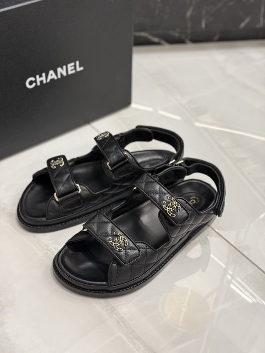 Sandały Chanel Black Caviar Leather