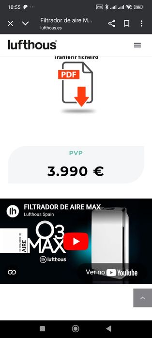 Purificador de Ar Lufthous Ozono Max  (novo custa 3990€)