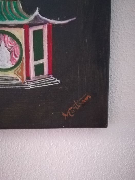 Tela fundo preto pagode chinês