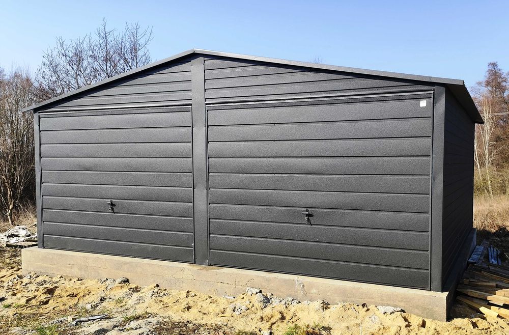 Garaż 5x5 Grafit Biały  PROMOCJA konstrukcja OCYNK