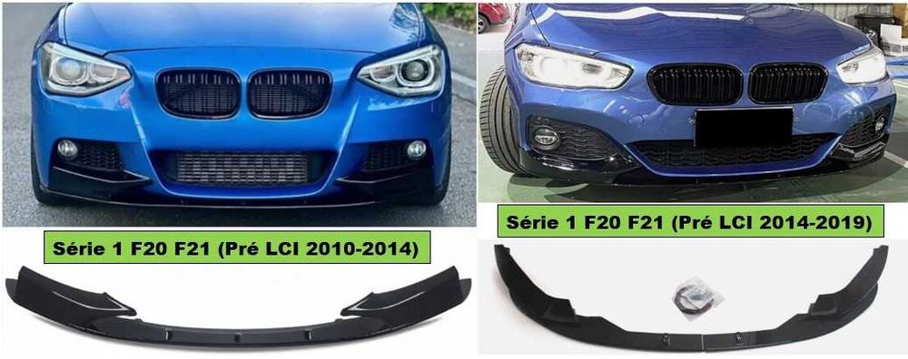 Lip frontal para choques preto brilhante BMW série 1 F20 F21 Pack M 2010-2019