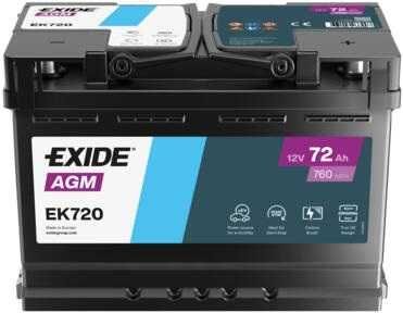 Akumulator EXIDE 72ah 760a AGM EK720  ul. Piotra Skargi 2A