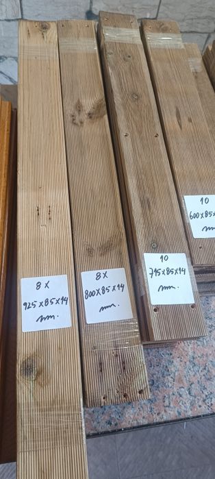 Tábuas de madeira  ranhurada tratadas, para exterior e deck
