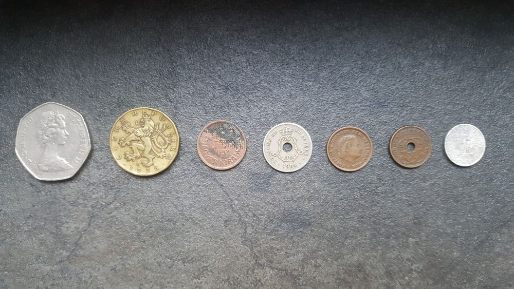 Stare monety z różnych krajów Europy