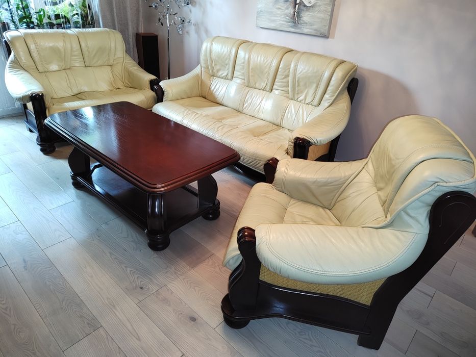 Komplet wypoczynkowy skórzany 3,2,1