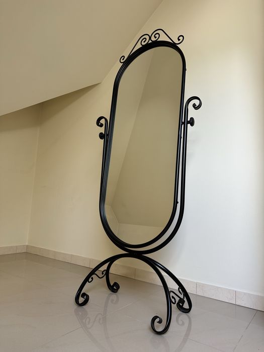 Czarne eleganckie lustro retro vintage duże obracane
