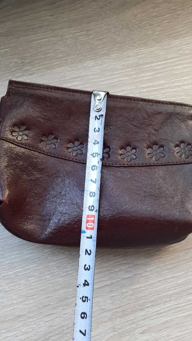 Bolsa castanha pele antiga mulher