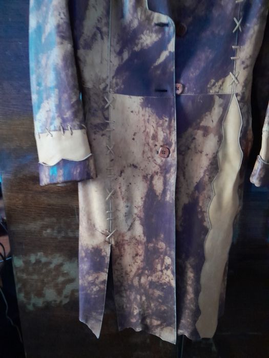 Кожаний натуральний плащ