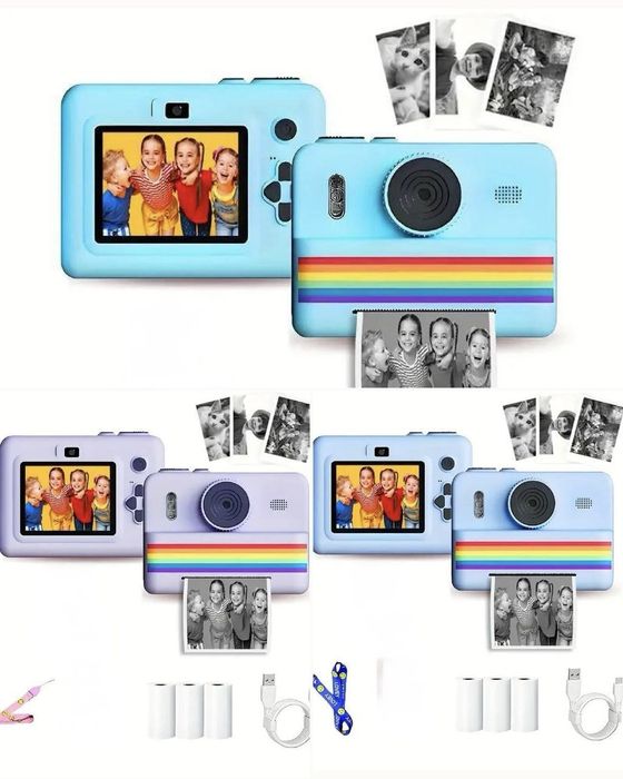 Фотоапарат дитячий з миттєвим друком +5 рулонів термопаперу у подаруно
