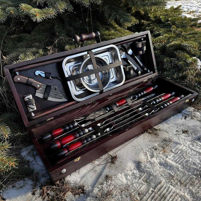 Набір шампурів в кейсі  шашличний набір   подарунок чоловіку   КВАРТЕТ