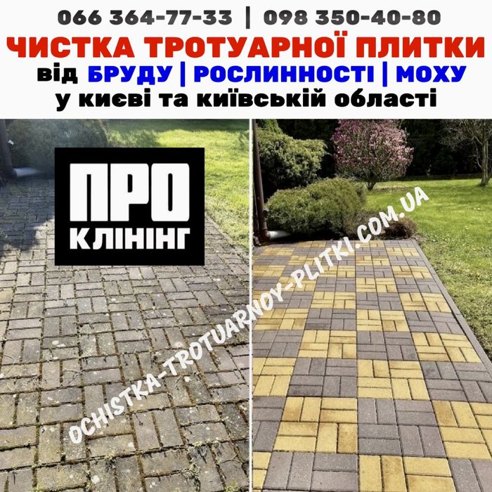 Чистка бруківки | Миття тротуарної плитки ПРО Клінінг Київ прибирання