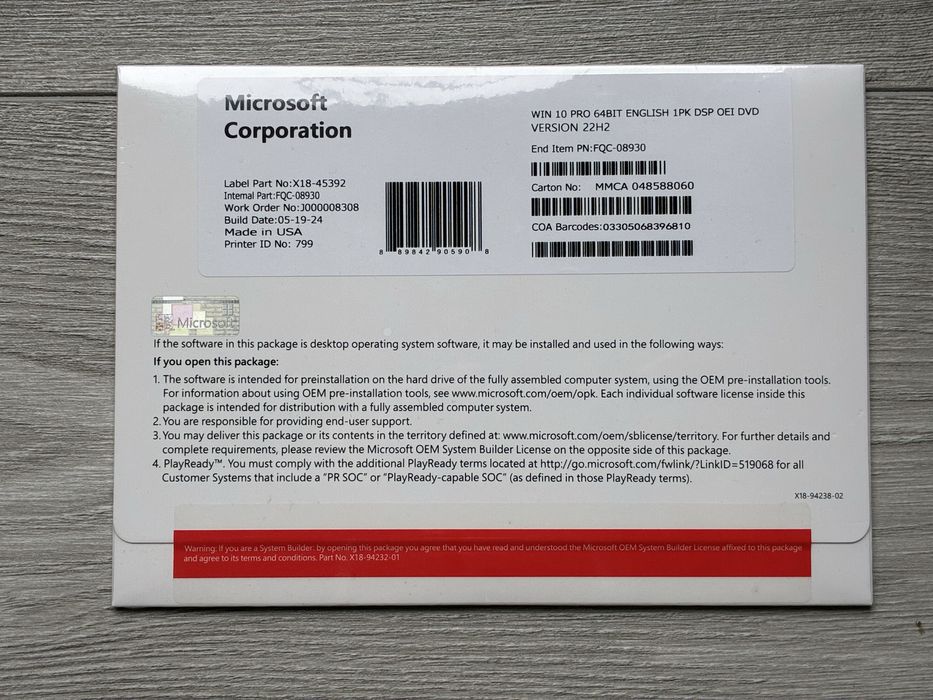 System Windows 10 Pro 64-bit OEM DSP PL/ENG DVD BOX Nowy Oryginalny