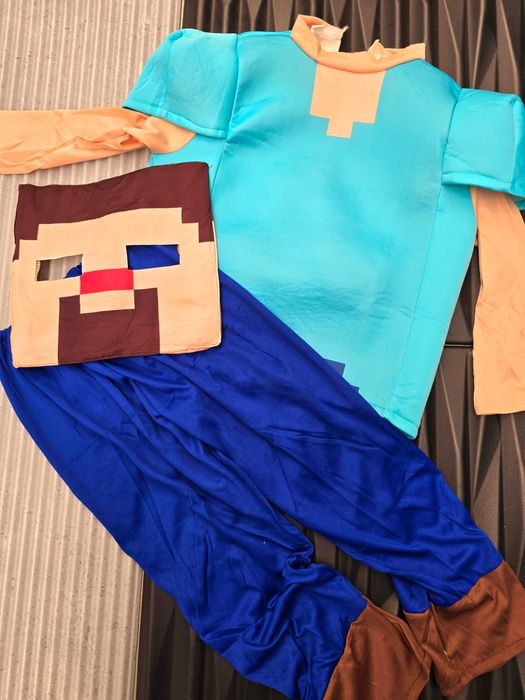 Nowy super strój przebranie dla dzieci Steve z Minecraft rozmiar M