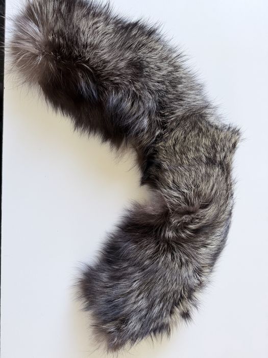 Kołnierz futro naturalne do płaszcza szal lis fox srebny 13cm x 74cm