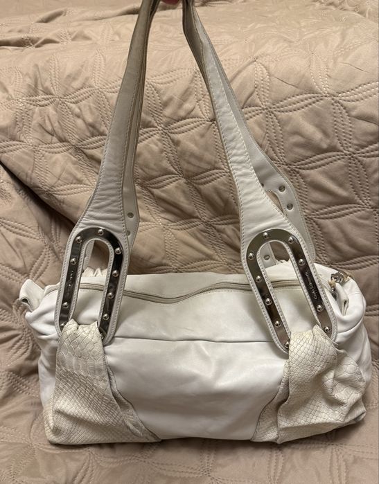 Кожаная белая женская сумка Carlo Salvatelli (Италия, оригинал) 44*20