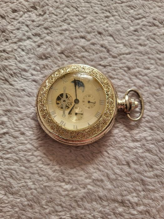 Mechaniczny Zegarek Kieszonkowy z Fazami Księżyca