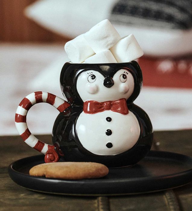 Склянка чашка з різдвяним мотивом Пінгвін