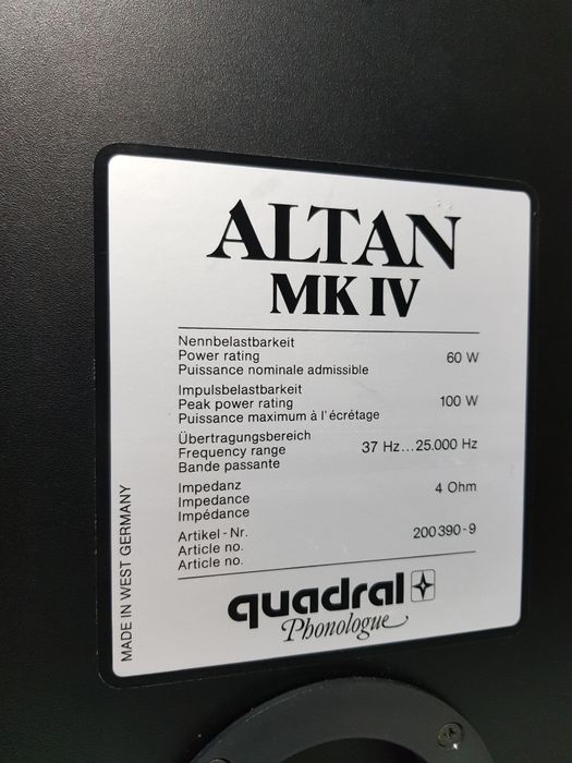 100Вт Полична акустика/полочная  Quadral Altan Mk IV б/у з Німеччини