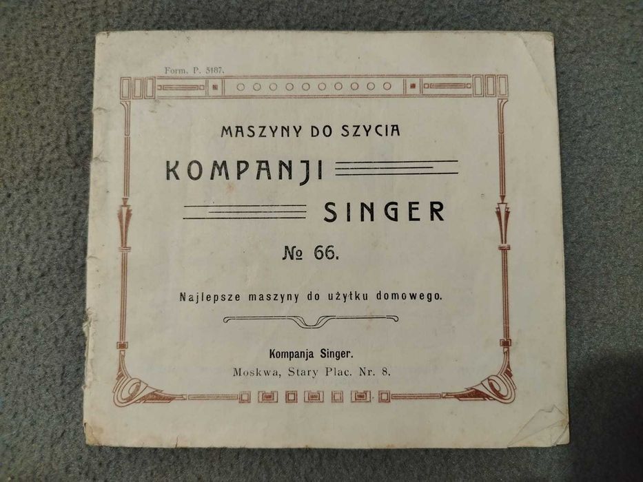 Singer maszyna do szycia instrukcja biały kruk rarytas 100 lat
