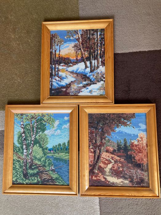 Haft krzyżykowy 3 obrazy