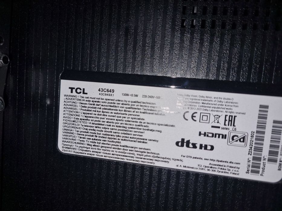 telewizor tcl 43c649