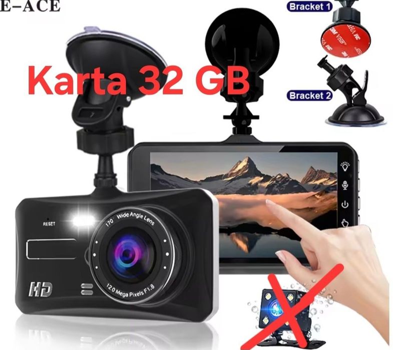 Kamera samochodowa wideorejestrator dotykowy ekran, 32 GB karta
