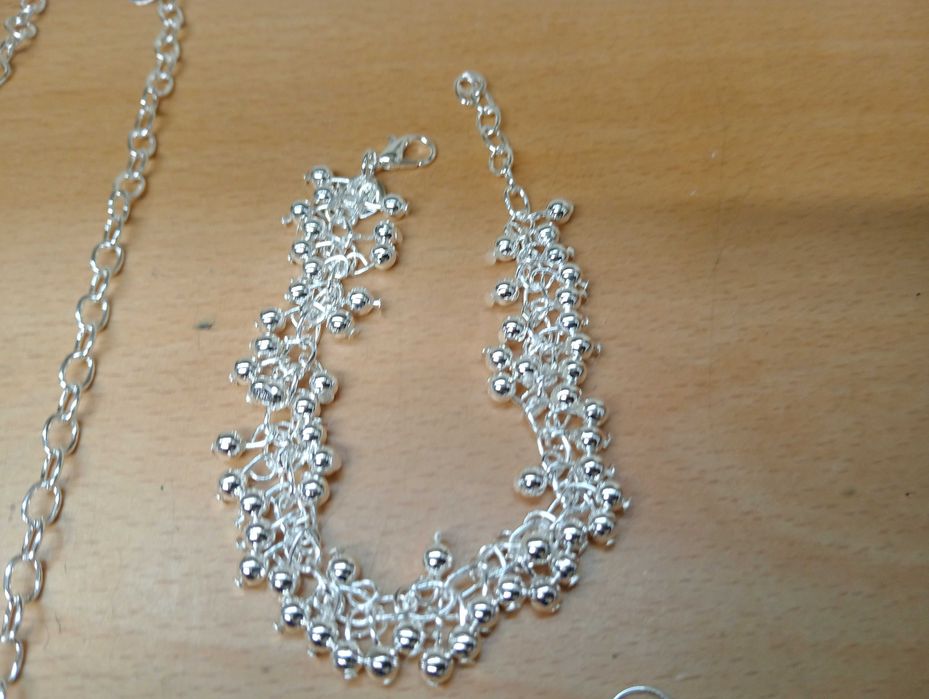Conjunto de Prata 925, fio + pulseira + brincos + anel