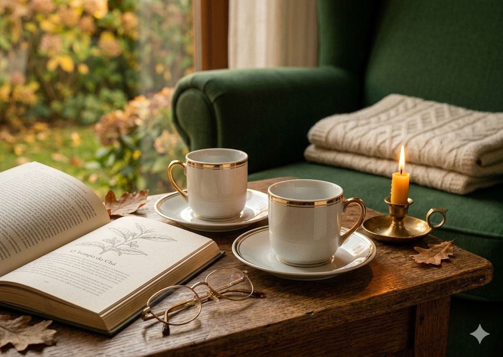 Conjunto de 2 Chávenas de Café com Pires (Detalhes a Dourado) – Como Novas