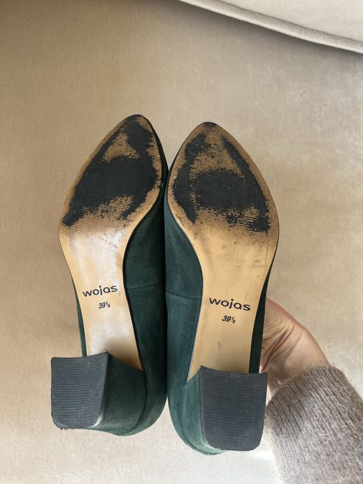 Czółenka zamsz Wojas butelkowa zieleń