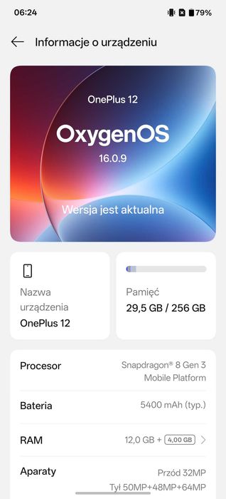 OnePlus 12 5G 12/256GB Silky Black 120Hz