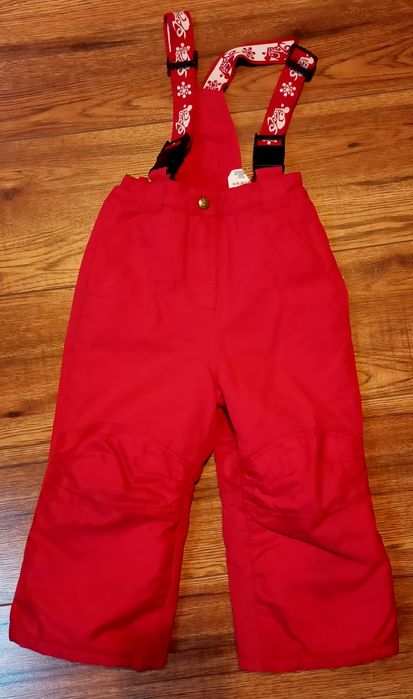 Spodnie narciarskier.98  H&M czerwone na elastycznych szelkach