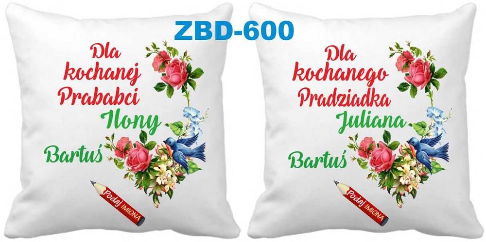 2 Poduszki dla Prababci i Pradziadka z imionami DOWOLNE Imię WZORY