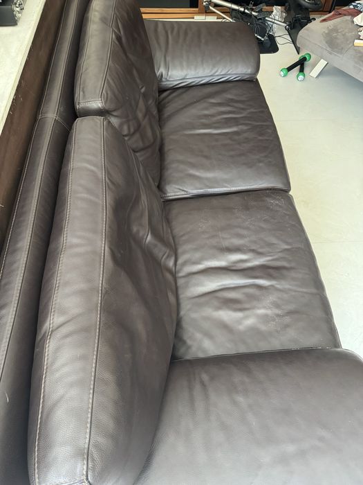 Sofá Roche Bobois Original em Pele – 3 Lugares – Castanho Chocolate
