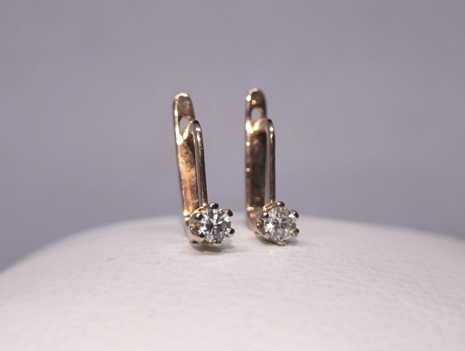 Серьги золотые с бриллиантами (1.48гр)