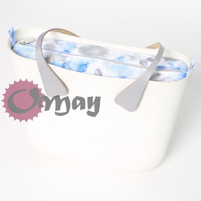 2x organizer do OBAG MINI chmurka i pudrowe kwiaty + opaska kafle OMAY