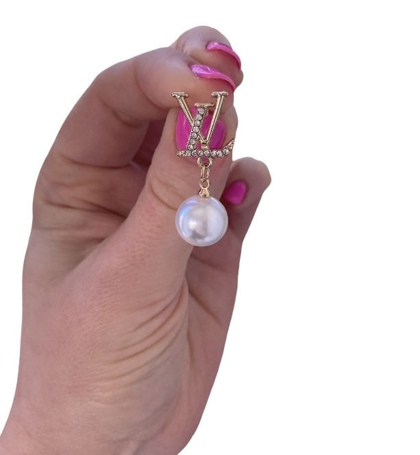 Kolczyki Cc perła i cyrkonia żółte złoto