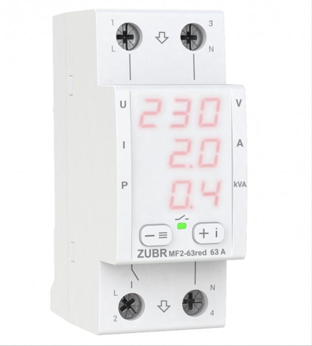 Многофункциональное Реле Напряжения Zubr MF2-40/63 red