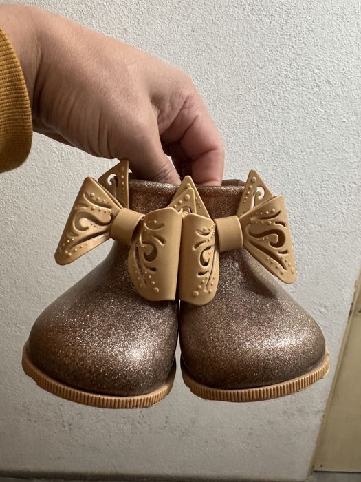 Botas Mini Melissa Sugar Rain Glitter Dourado tamanho 25