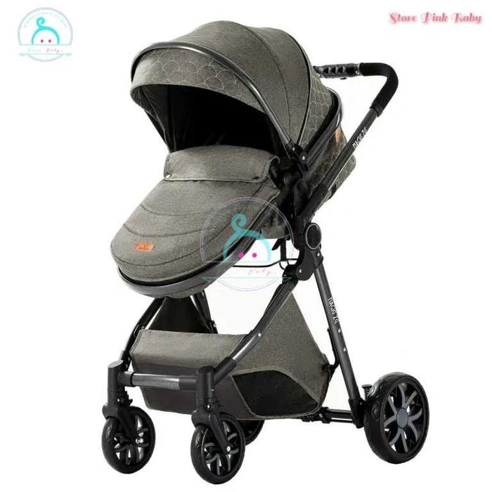 Carrinho bebé 3 em 1 PinkBaby Magic Gold - Base Isofix - Cinza Escuro
