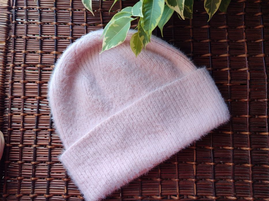 Шапка з ангори рожева/пудрова