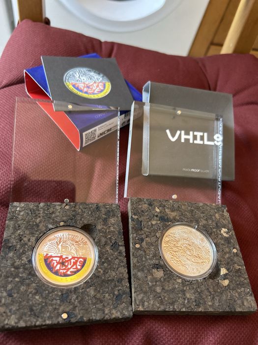 Conjunto de 2 moedas Prata Proff Vhils & Bordalo II