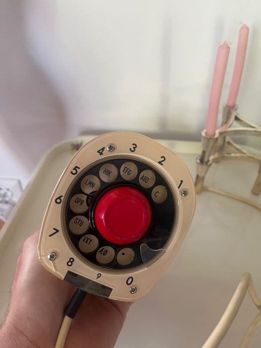 Szwedzki Duński telefon Vintage Ericsson banan lata 60te/70te bakelit
