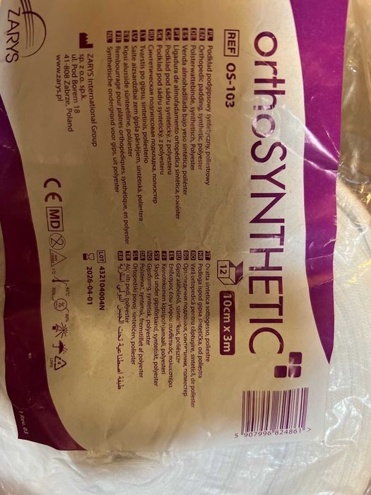 syntetyczny opatrunek gipsowy / bandaż ortopedyczny OrthoSYNTHETIC  12x3m nowy  unieruchamiania kończyn