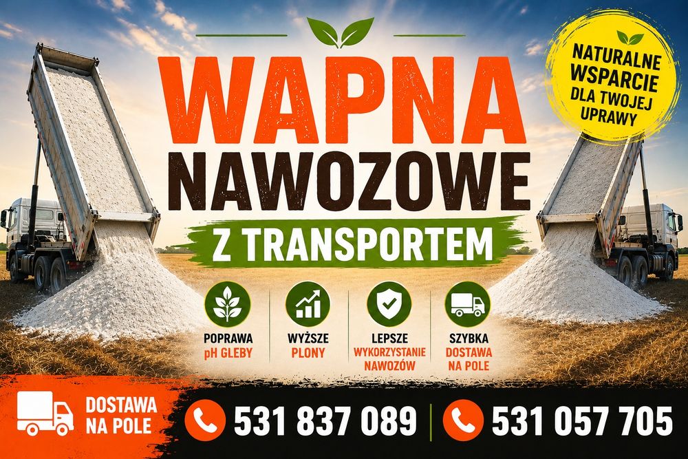 Wapno Nawozowe Węglanowe, Magnezowe, Kreda - ATESTY! -DOTACJE!!!