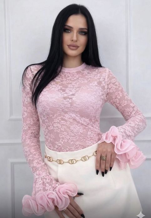 Bluzka koronkowa rękaw dzwonek z falbanką nowa