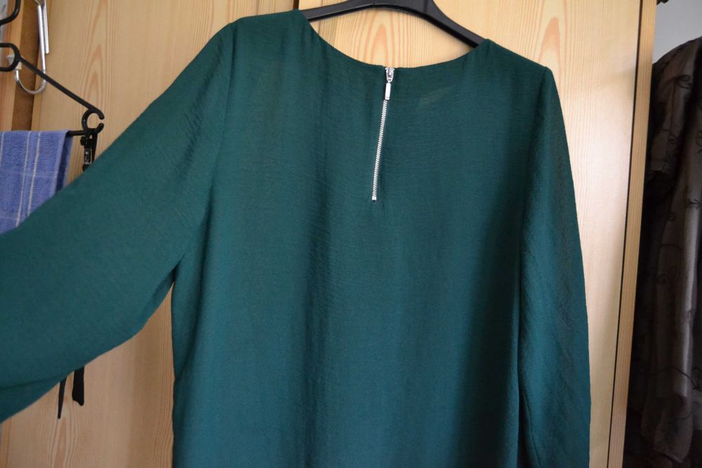 Zielona sukienka mgiełka luźna suwak z tyłu  ~ L 40