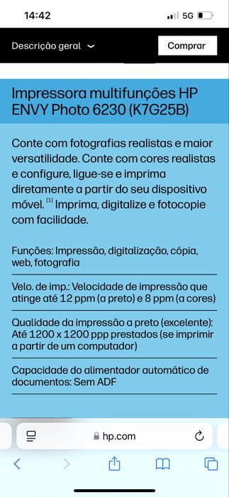 Impressora multifunções HP ENVY Photo 6230 (K7G25B)