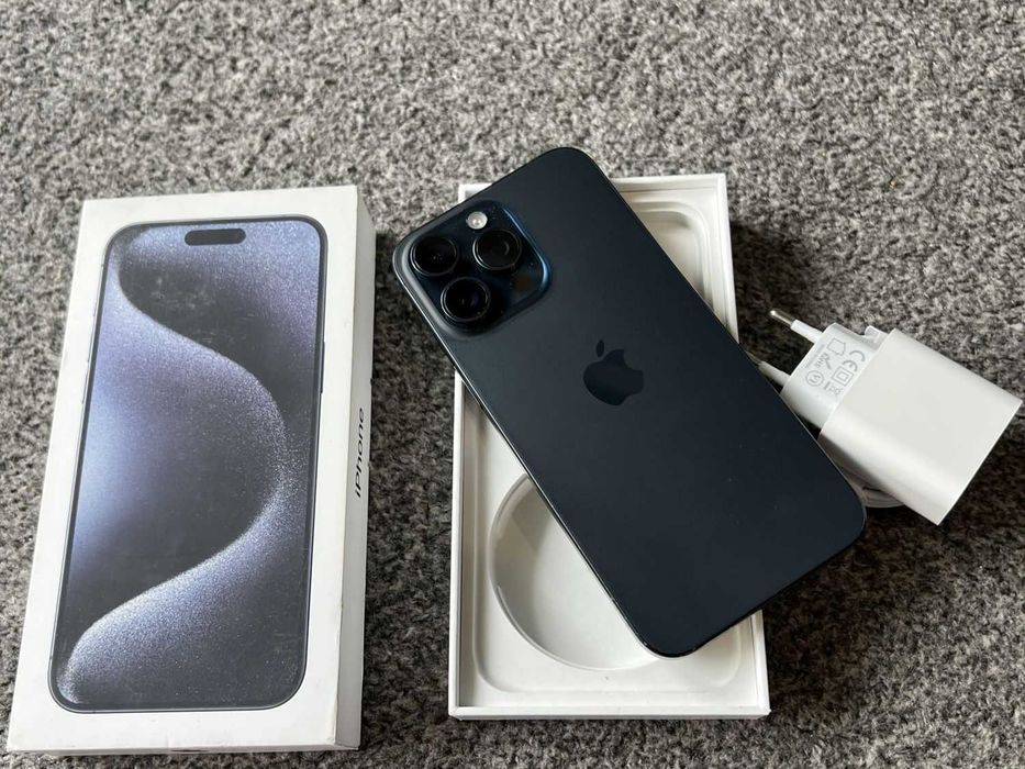 iPhone 15 Pro Max 512GB TITANIUM BLUE Niebieski Bateria 98% IDEALNY