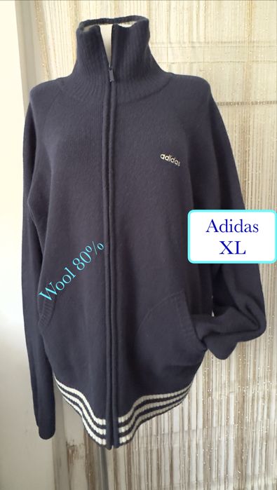 Adidas - Oryginalny Wełniany męski kardigan - XL