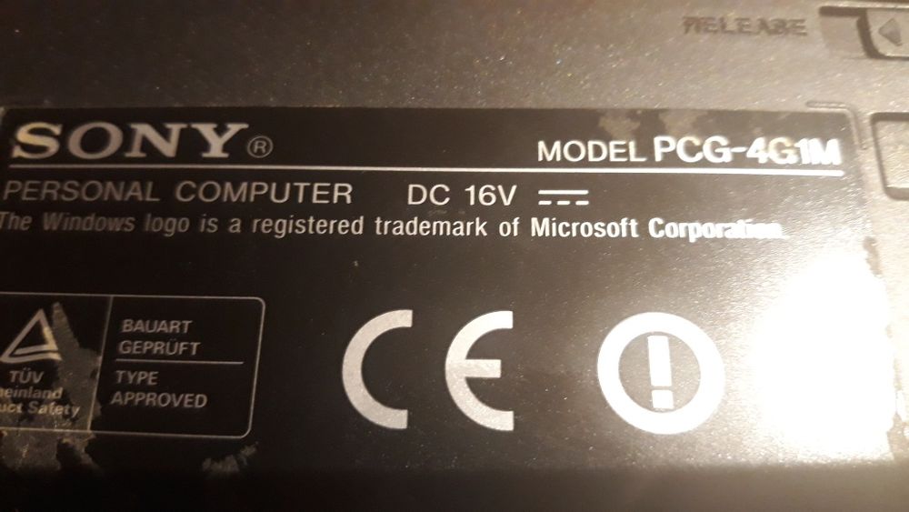 Sony VAIO Model PCG-4G1M for Parts64284526829955124